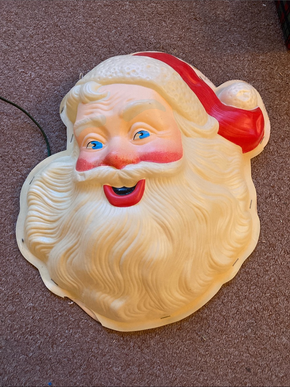 50/60s Vintage Christmas blow mold light up Santa wall decoration works!